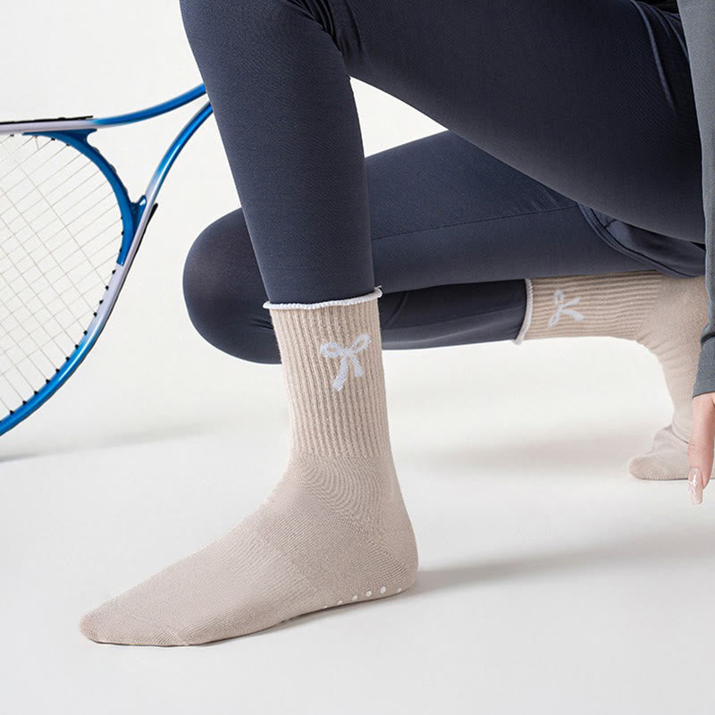 Delicate Bow Embroidery Yoga Socks(4 Pairs) - image 9