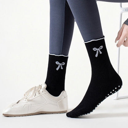 Delicate Bow Embroidery Yoga Socks(4 Pairs) - image 6