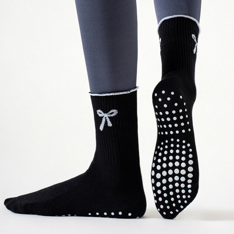 Delicate Bow Embroidery Yoga Socks(4 Pairs) - image 7