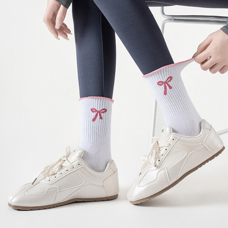 Delicate Bow Embroidery Yoga Socks(4 Pairs) - image 4