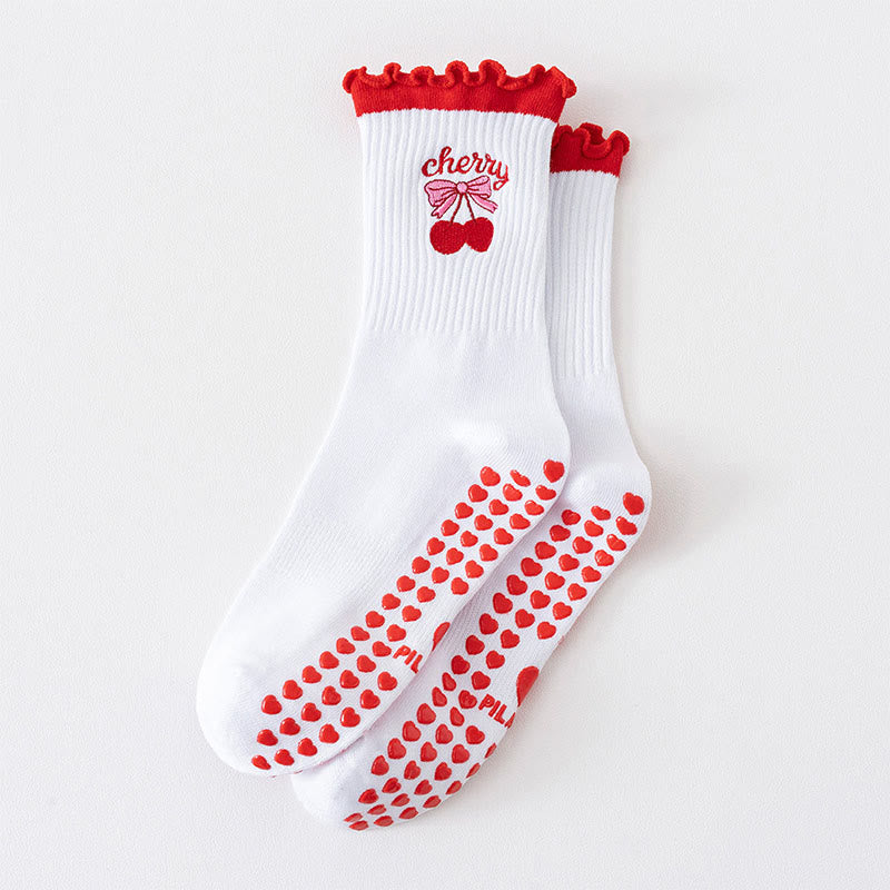 Fruit Series Yoga Socks(3 Pairs) - Red - EU36-40(US3-7) - image 10