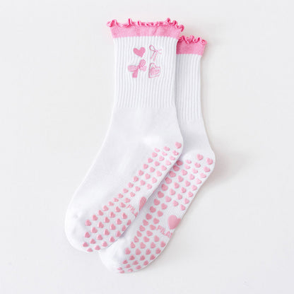 Fruit Series Yoga Socks(3 Pairs) - Pink - EU36-40(US3-7) - image 11