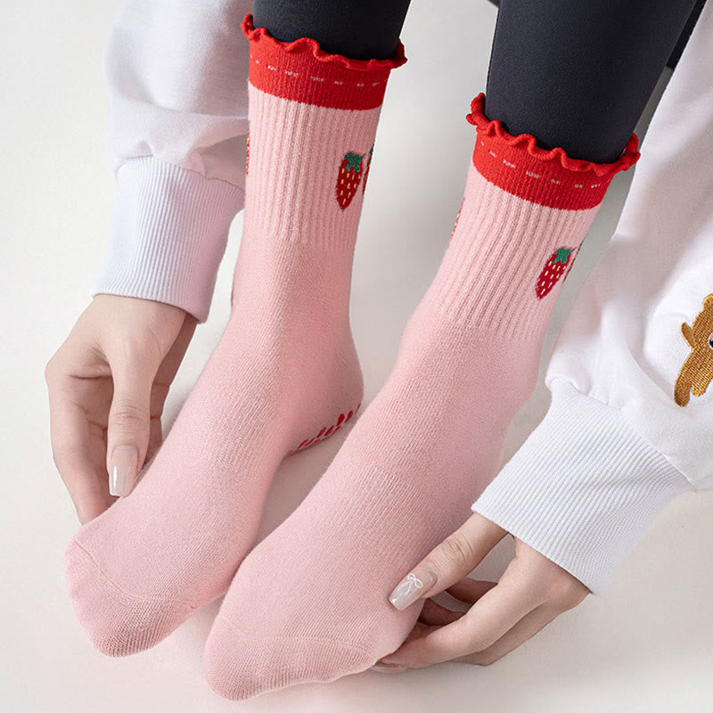 Strawberry Cherry Heart Grip Socks(3 Pairs) - image 9