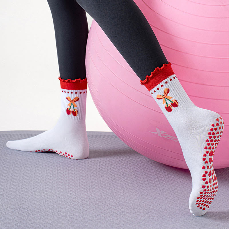 Strawberry Cherry Heart Grip Socks(3 Pairs) - image 6
