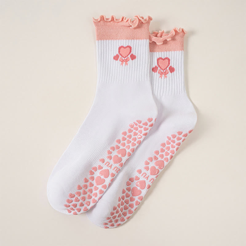 Strawberry Cherry Heart Yoga Socks(3 Pairs) - Heart - EU36-40(US3-7) - image 15