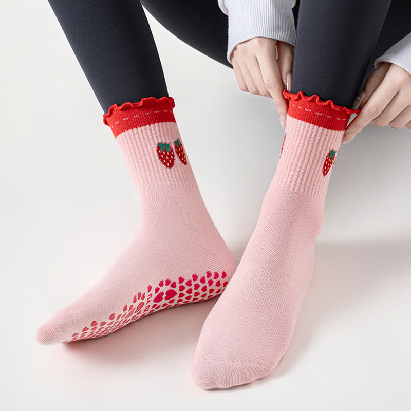 Strawberry Cherry Heart Grip Socks(3 Pairs) - image 8