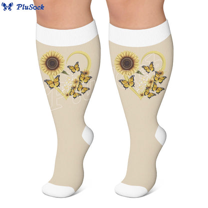 Plus Size Heart Butterfly Pattern Compression Socks - image 3