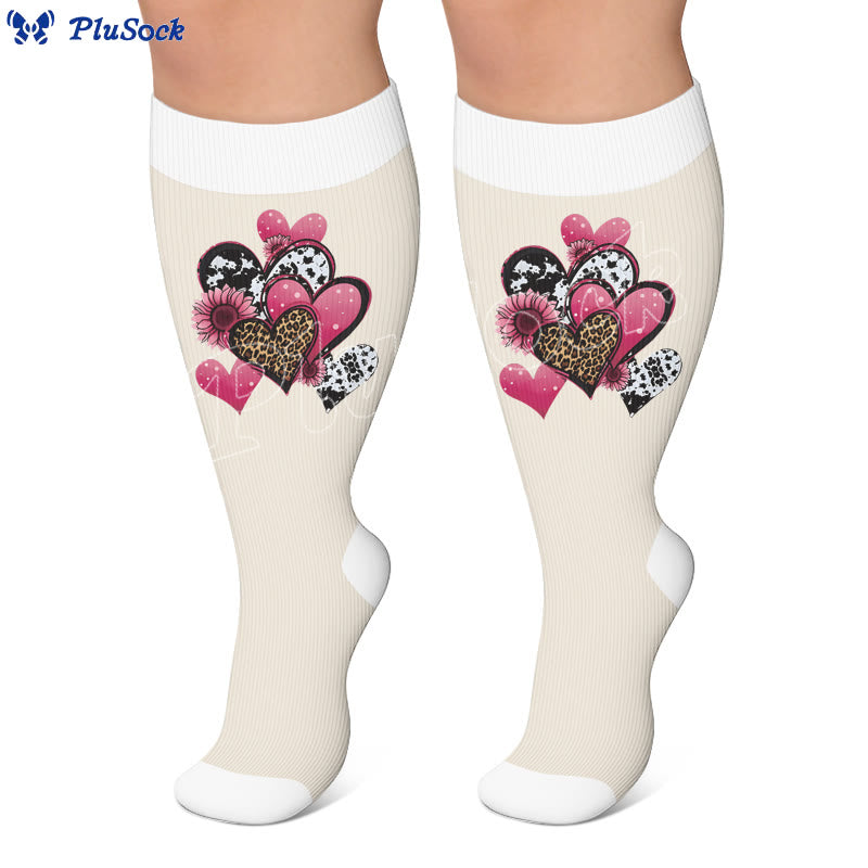 Plus Size Heart Butterfly Pattern Compression Socks - image 2