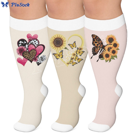 Plus Size Heart Butterfly Pattern Compression Socks - image 0