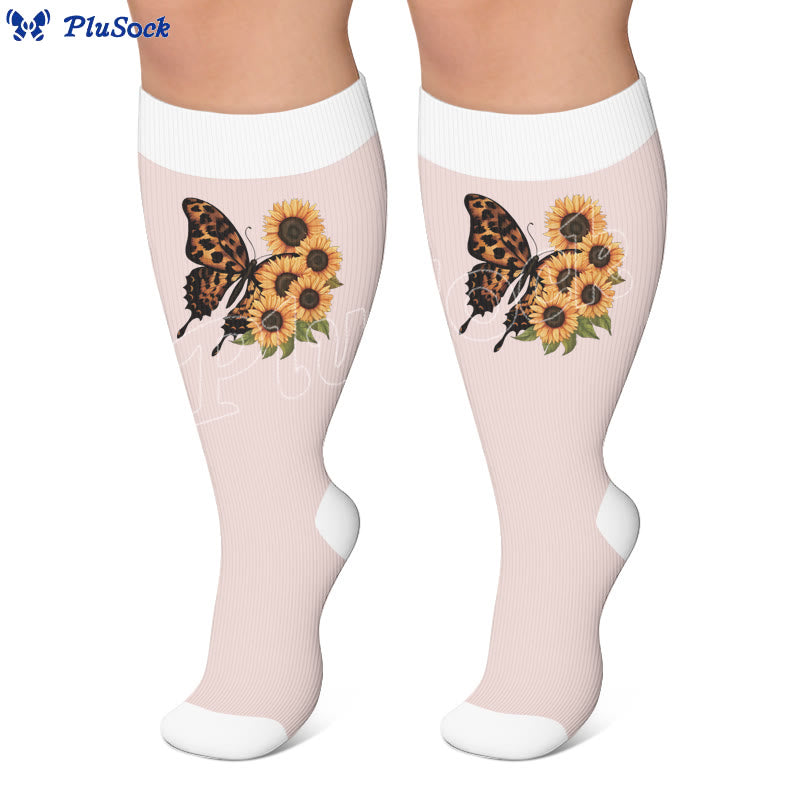 Plus Size Heart Butterfly Pattern Compression Socks - image 4