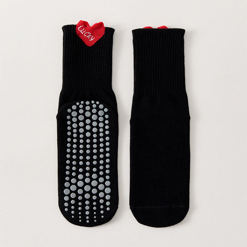 Lucky Heart Yoga Socks(4 Pairs) - Black - EU36-40(US3-7) - image 12