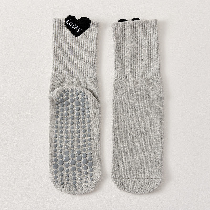 Lucky Heart Grip Socks(4 Pairs) - Grey - EU36-40(US3-7) - image 14