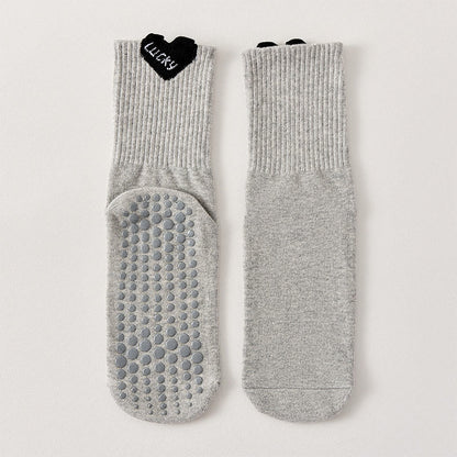 Lucky Heart Grip Socks(4 Pairs) - Grey - EU36-40(US3-7) - image 14