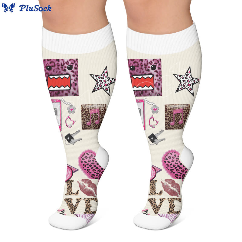 Plus Size Retro Street Print Compression Socks - image 2