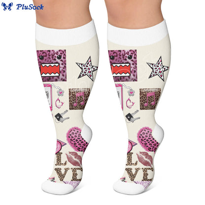 Plus Size Retro Street Print Compression Socks - image 2