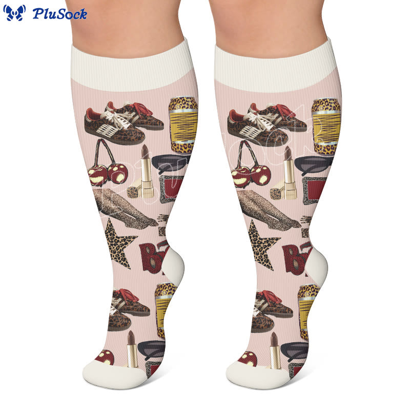 Plus Size Retro Street Print Compression Socks - image 4