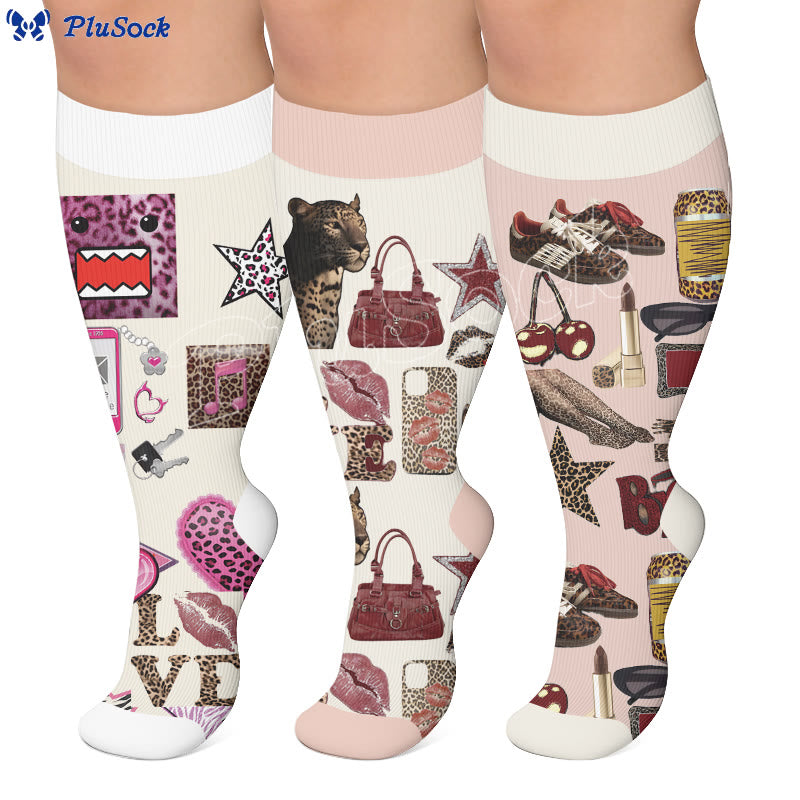 Plus Size Retro Street Print Compression Socks - image 0