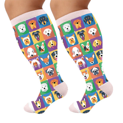 Plus Size Pet Print Compression Socks - Dogs(1 Pair) - 4XL - image 6