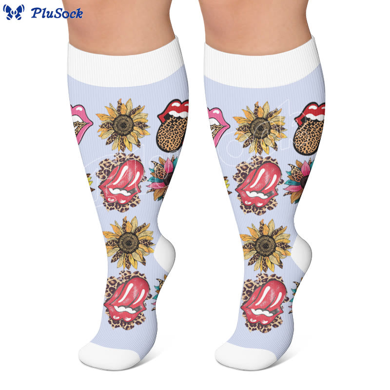 Plus Size Retro Leopard Print Compression Socks - image 2
