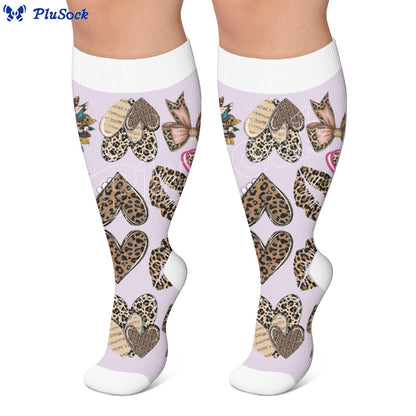 Plus Size Retro Leopard Print Compression Socks - image 4