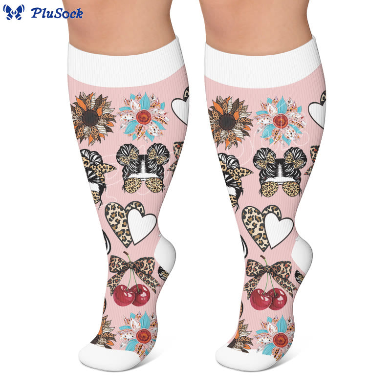 Plus Size Retro Leopard Print Compression Socks - image 3