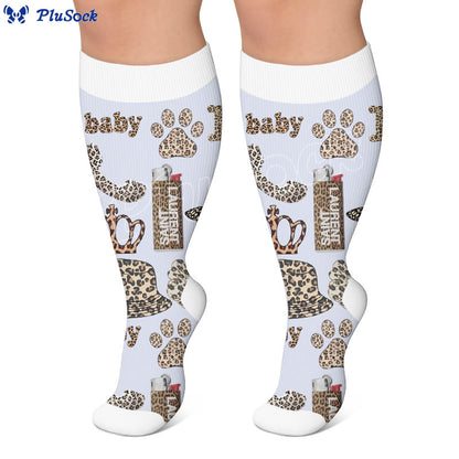 Plus Size Trendy Leopard Print Compression Socks - image 2