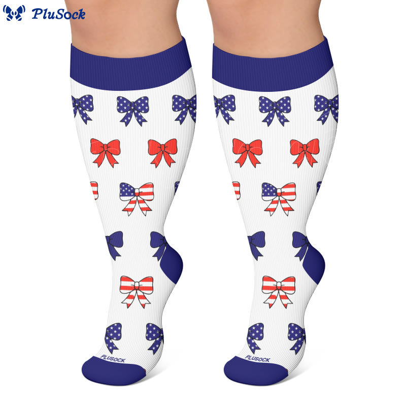 Plus Size Stripe Bow Compression Socks - image 2