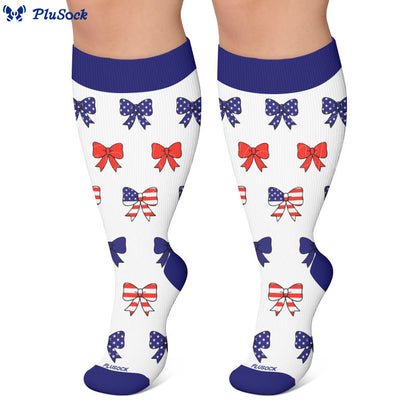 Plus Size Stripe Bow Compression Socks - image 2