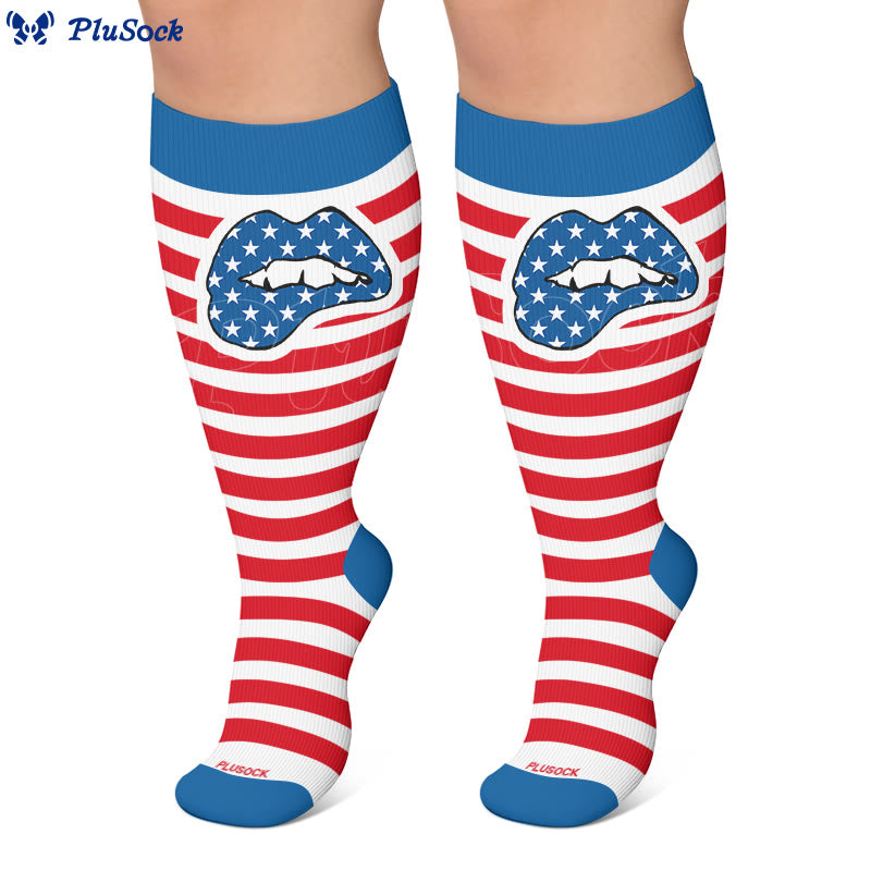 Plus Size Stripe Bow Compression Socks - image 3