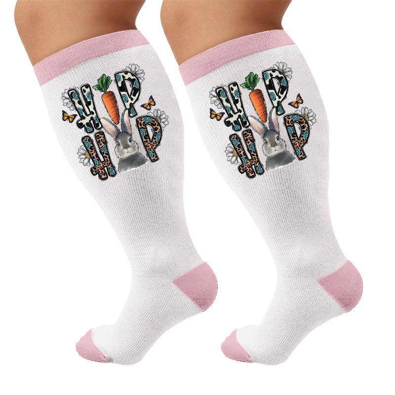 Plus Size Easter Print Compression Socks - Letters(1 Pair) - 4XL - image 7