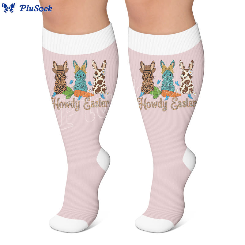 Plus Size Easter Bunny Print Compression Socks - image 4