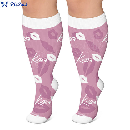 Plus Size Butterfly Kiss Print Compression Socks - image 2