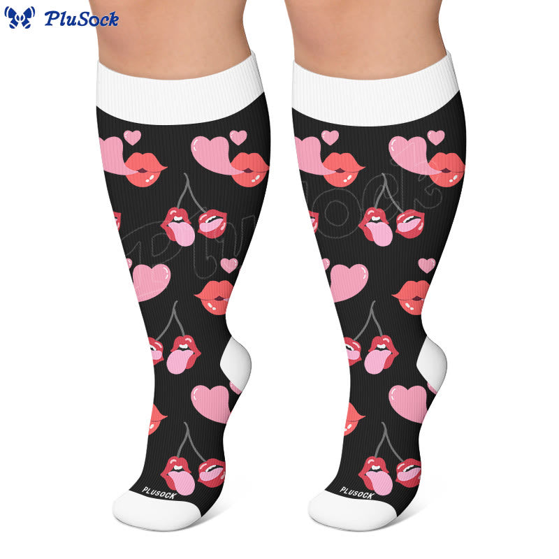 Plus Size Butterfly Kiss Print Compression Socks - image 3