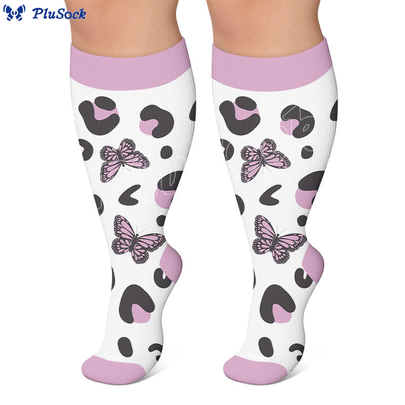 Plus Size Butterfly Kiss Print Compression Socks - image 4