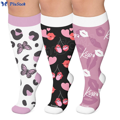 Plus Size Butterfly Kiss Print Compression Socks - image 0