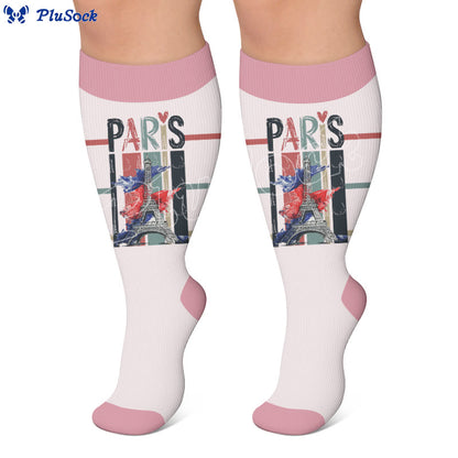 Plus Size Eiffel Tower Print Compression Socks - image 4