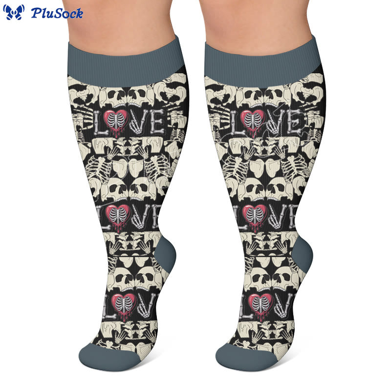 Plus Size Fun Skull Print Compression Socks - image 2