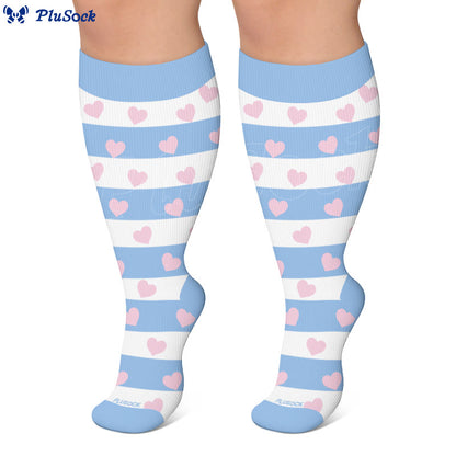 Plus Size Heart Daisy Stripe Compression Socks - image 2