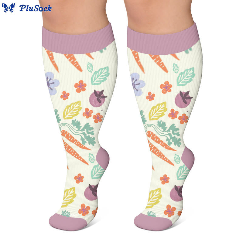 Plus Size Carrots Florals Egg Compression Socks - image 2