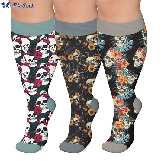 Plus Size Skull Compression Socks - image 0