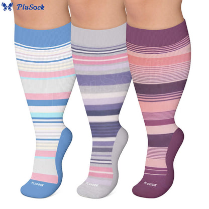 Plus Size Modern Gradient Line Compression Socks - image 0