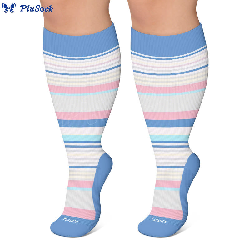 Plus Size Modern Gradient Line Compression Socks - image 3