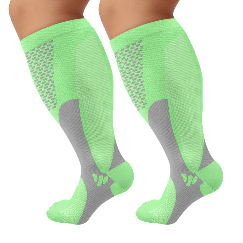 Plus Size Bright Sport Compression Socks - Green(1 Pair) - 4XL - image 5