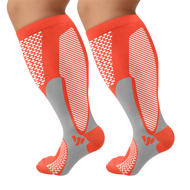 Plus Size Bright Sport Compression Socks - Orange(1 Pair) - 4XL - image 7