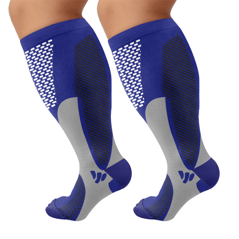 Plus Size Bright Sport Compression Socks - Blue(1 Pair) - 4XL - image 6