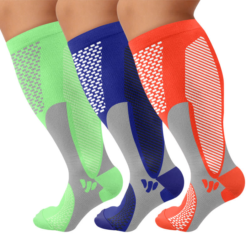 Plus Size Bright Sport Compression Socks - Multicolor(3 Pairs) - 4XL - image 1