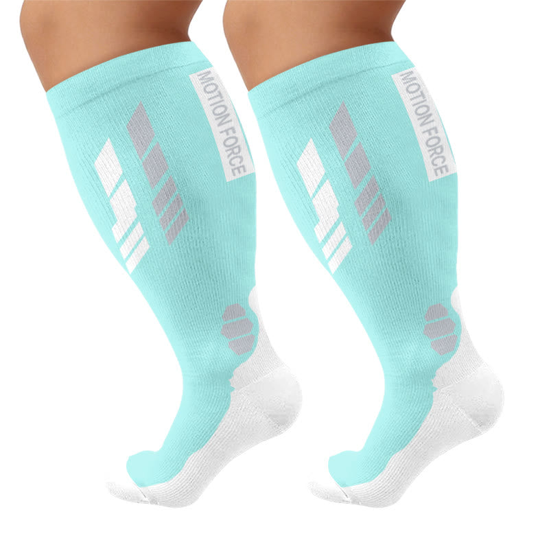 Plus Size Geometric Sport Compression Socks - Blue(1 Pair) - 4XL - image 6