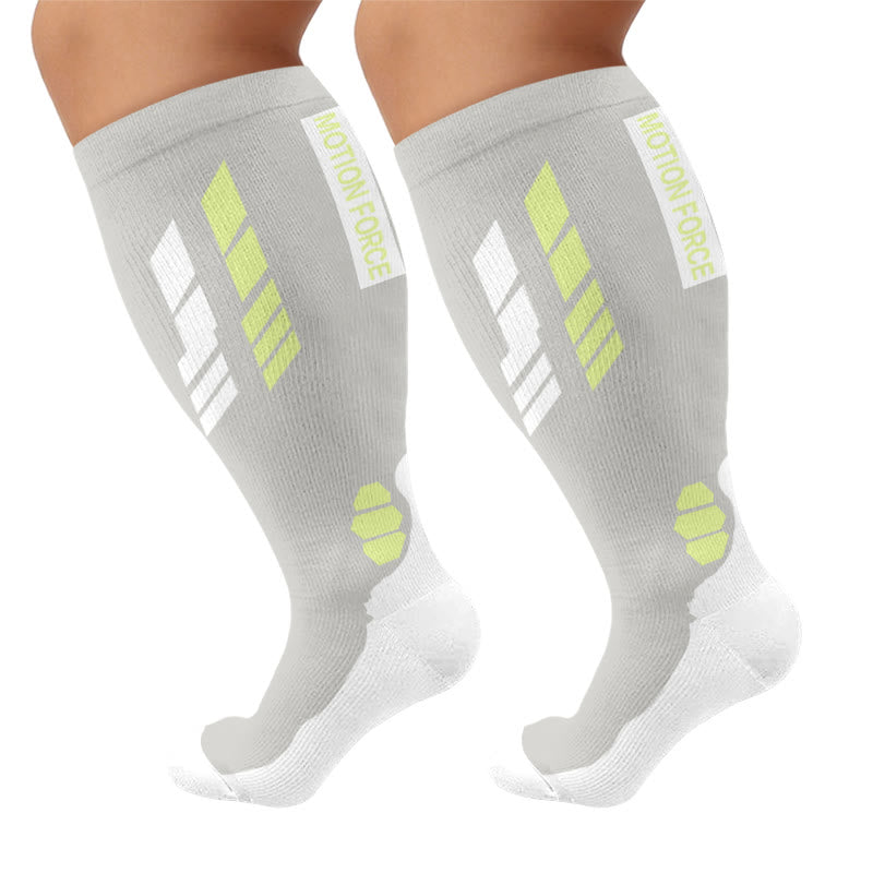 Plus Size Motion Force Compression Socks - Light Gray(1 Pair) - 4XL - image 6