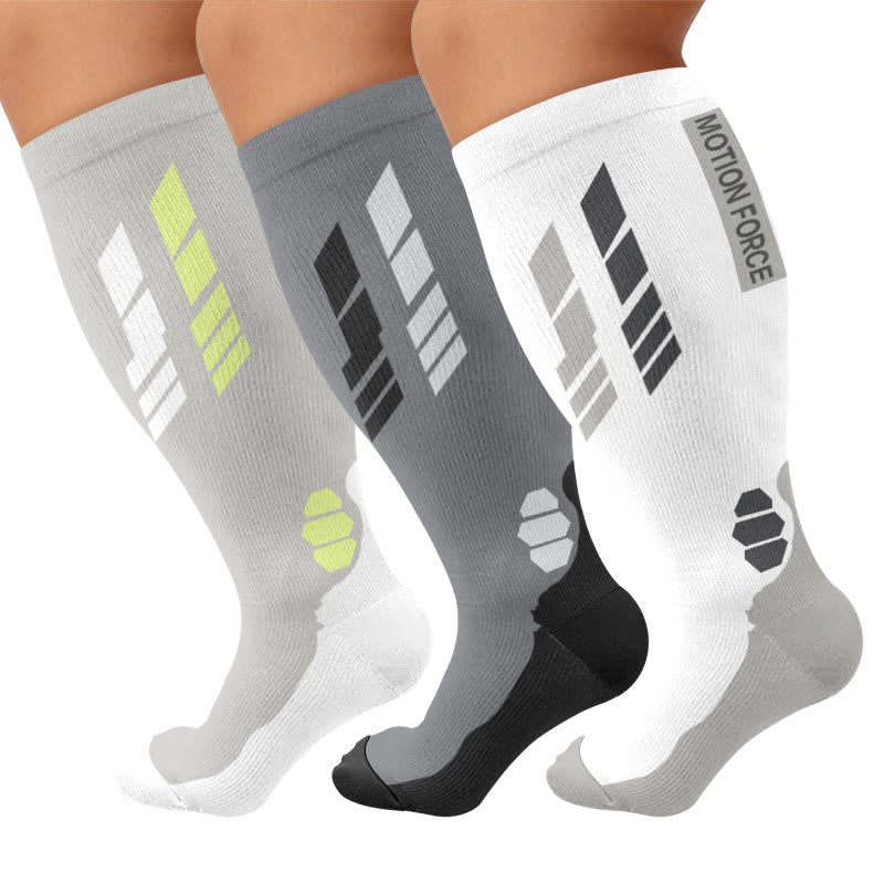 Plus Size Motion Force Compression Socks - Multicolor(3 Pairs) - 4XL - image 1