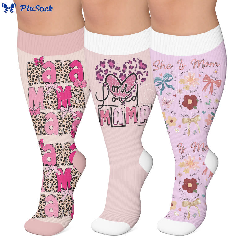 Plus Size Mother's Day Printed Compression Socks - image 0